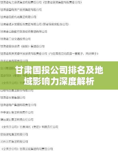 甘肃国投公司排名及地域影响力深度解析