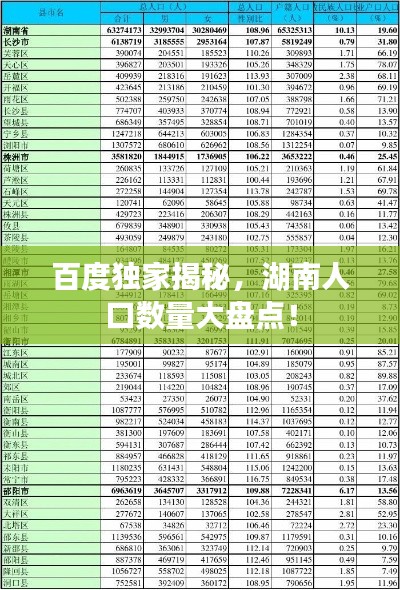百度独家揭秘，湖南人口数量大盘点！