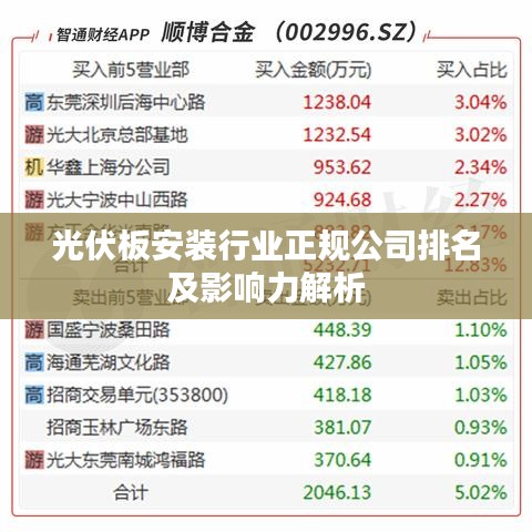 光伏板安装行业正规公司排名及影响力解析