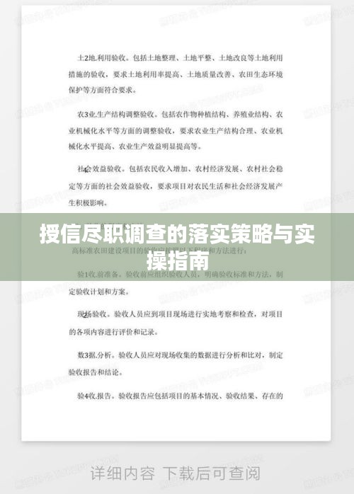 授信尽职调查的落实策略与实操指南