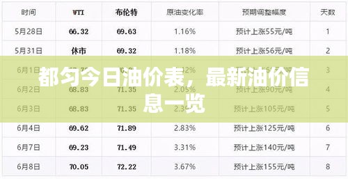 都匀今日油价表，最新油价信息一览